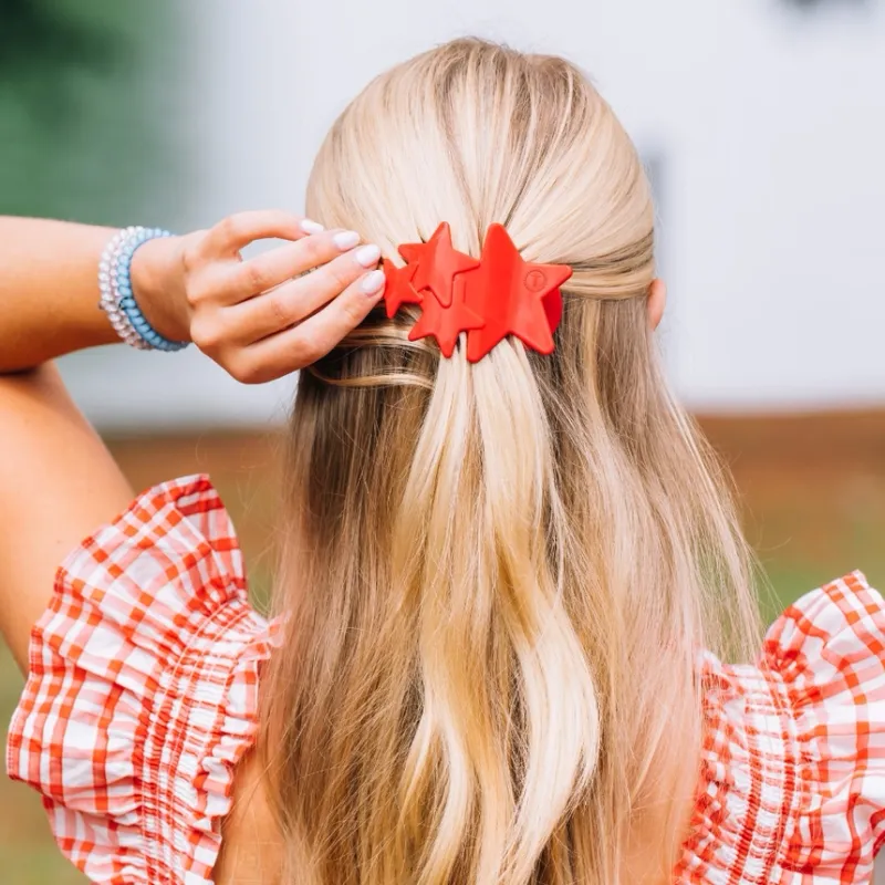 Red Shooting Star Med Flat Hair Clip