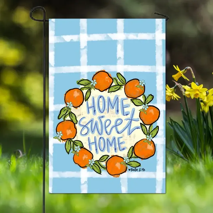 VG Home Sweet Home Orange Wreath Flag