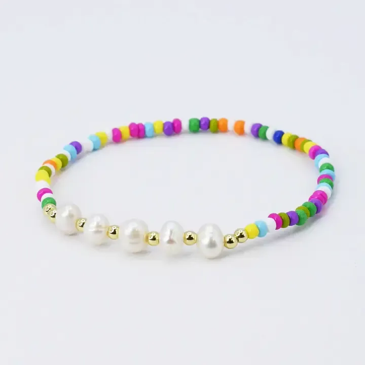 Joyful Heart Beaded Bracelet w Pearls