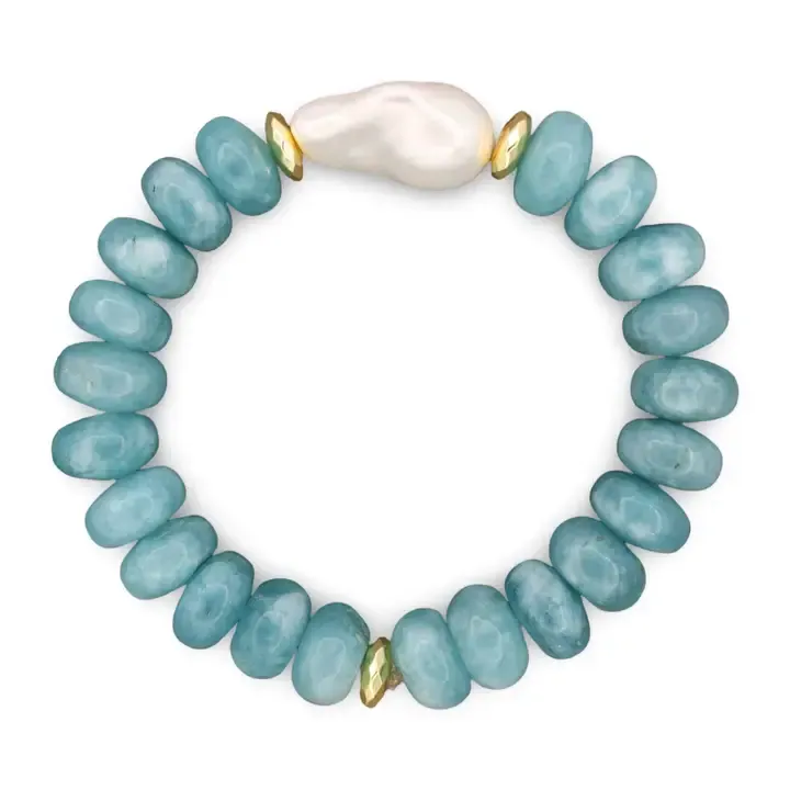Blue Quartz Pearl Bracelet