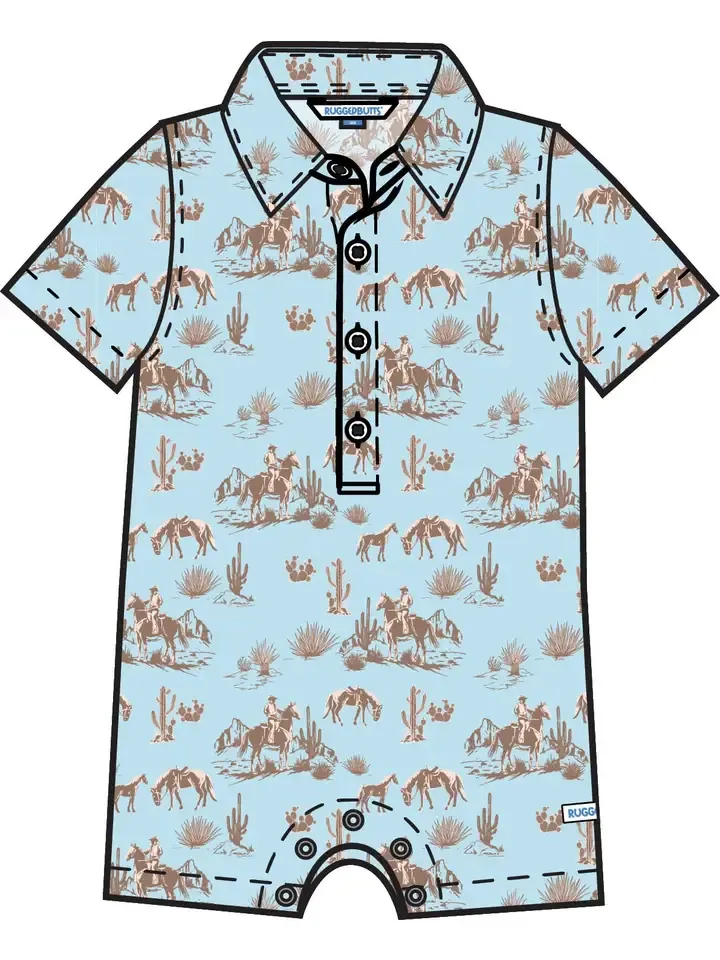 BC Baby Boy Blue Western Trail Romper