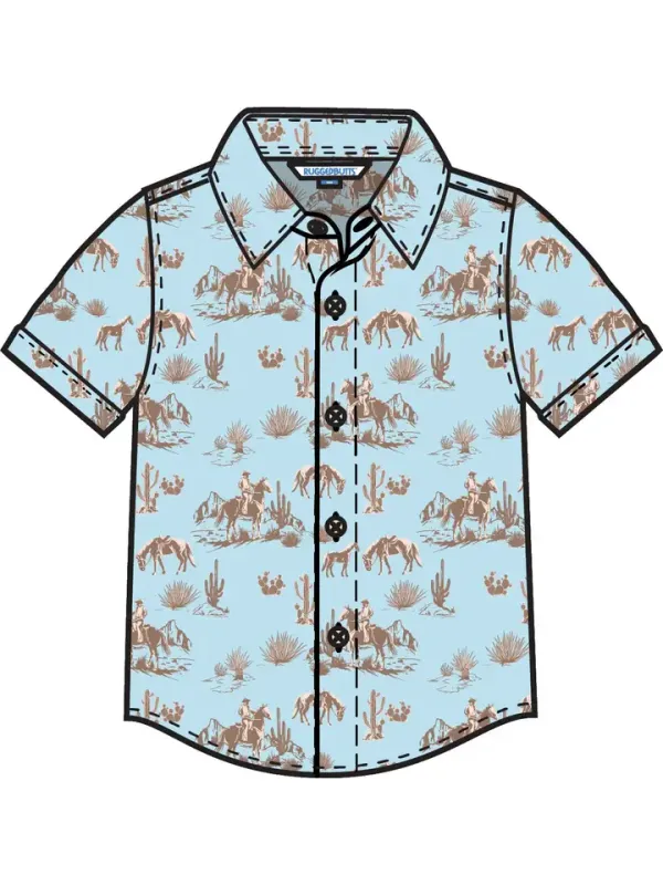 BC Boys Blue Western Trail Button Up