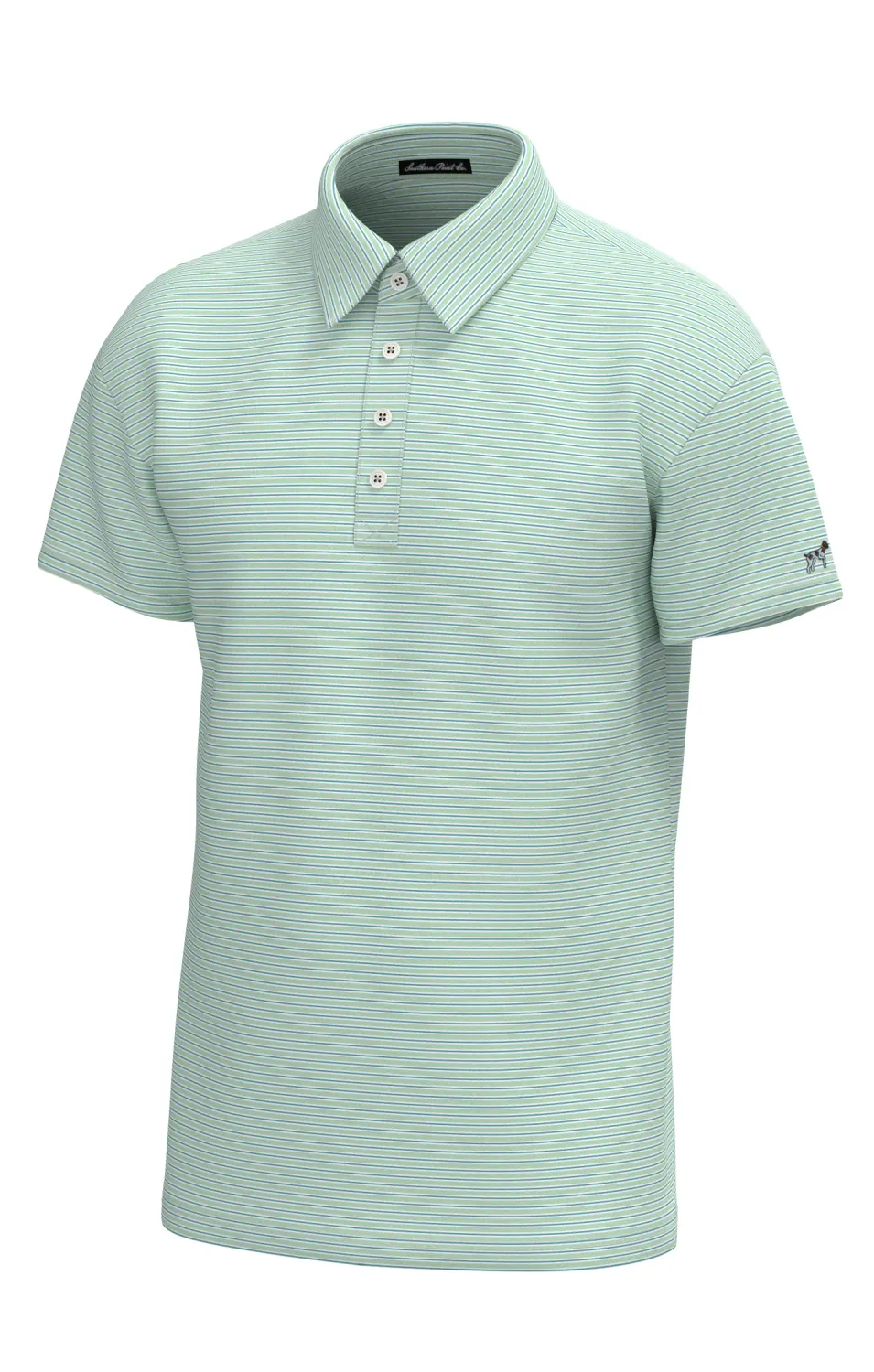 Charles 4 Button Polo-Spring Green Stripe