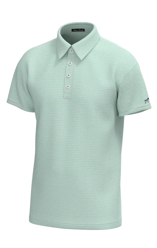 Charles 4 Button Polo-Spring Green Stripe