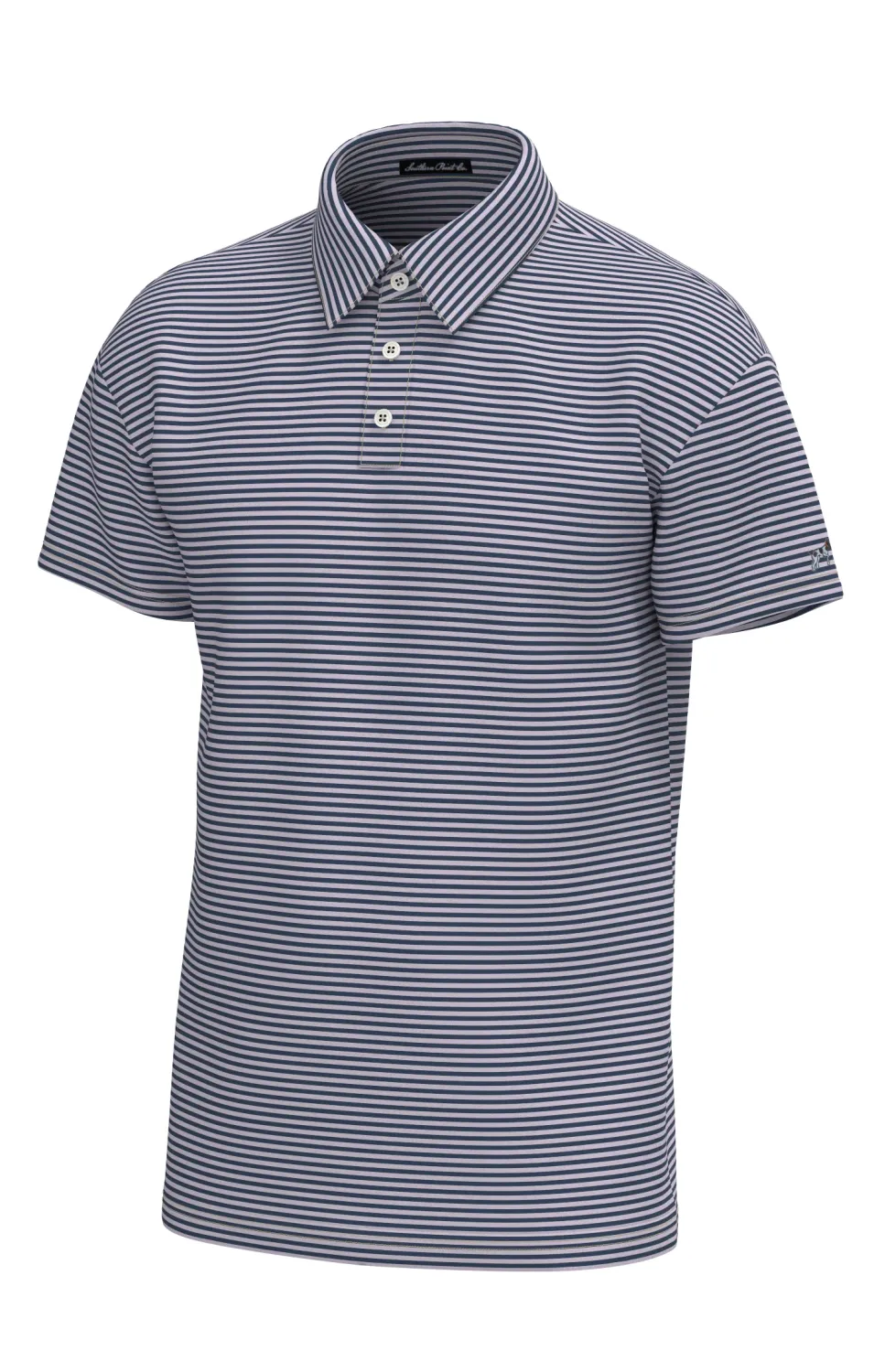 Morgan Stripe Perf Polo-Deep Water Jelly Stain