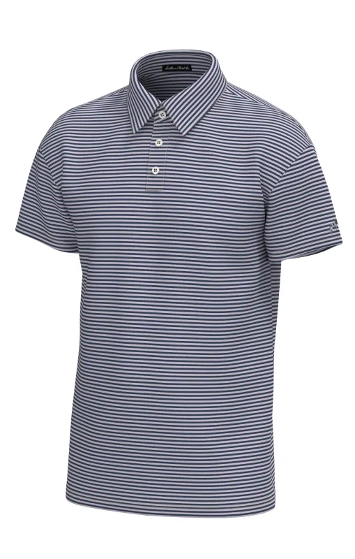 Morgan Stripe Perf Polo-Deep Water Jelly Stain
