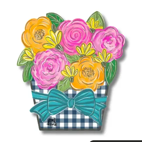 Gingham Flower Jar Mini