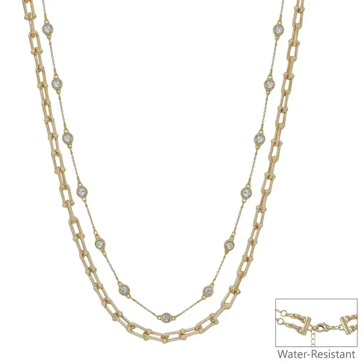VG Gold Crystal &amp; Chunky Layer Necklace
