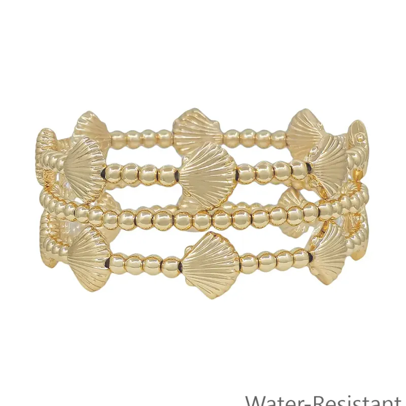 VG 3 Gold Beaded Stretch Bracelets