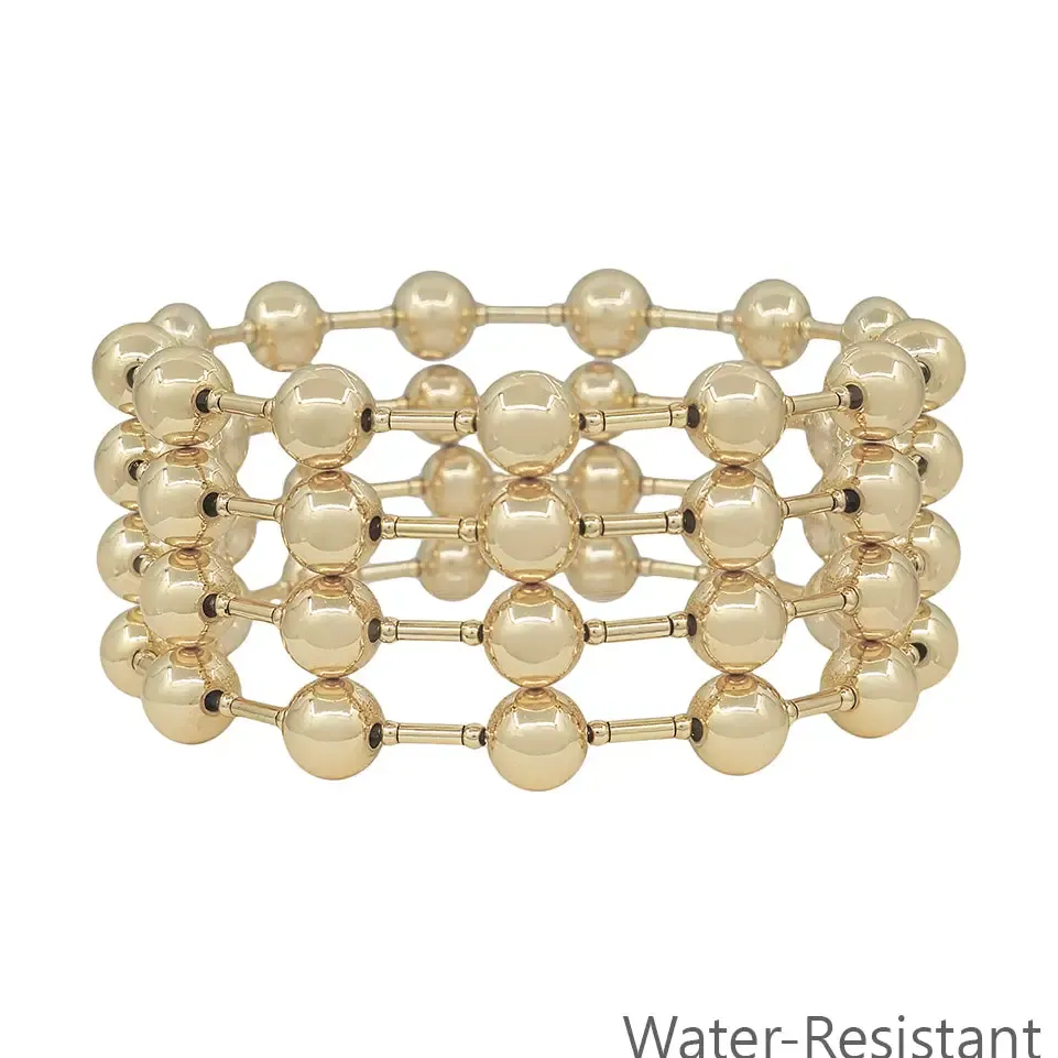 VG 8mm Set Gold Bar Stretch Bracelet