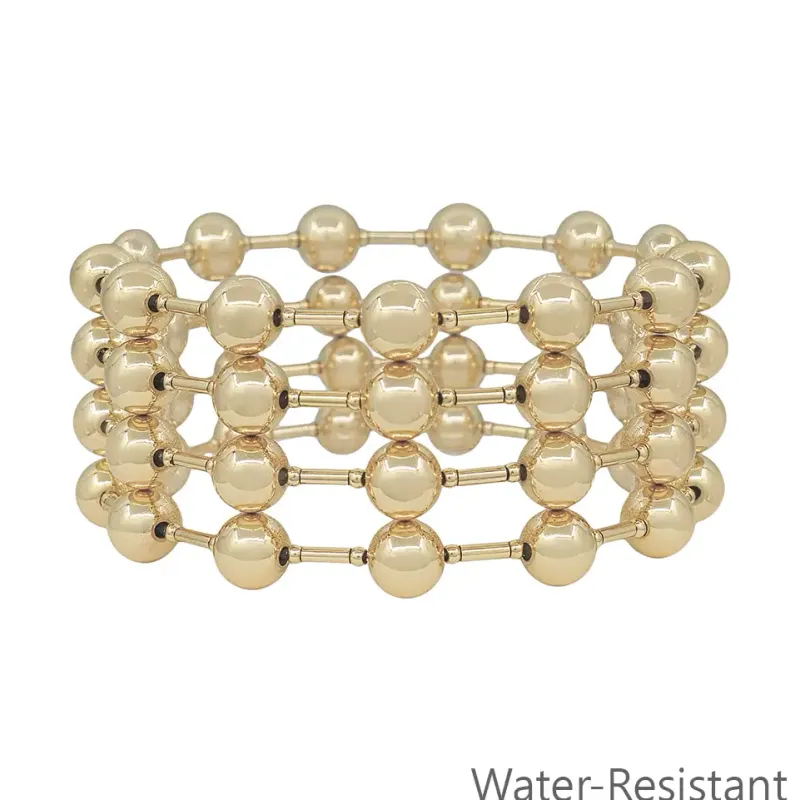 VG 8mm Set Gold Bar Stretch Bracelet