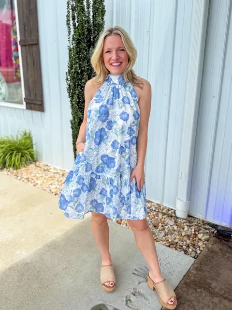 Capri Bloom Dress-Blue