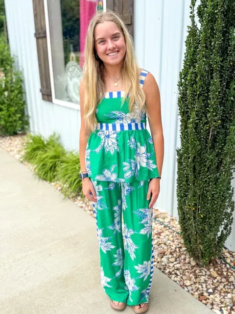 Palm Beach Bloom Top-Green