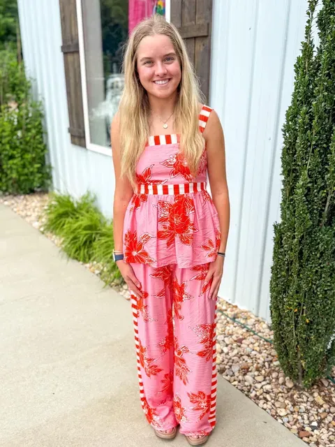 Palm Beach Bloom Pants-Pink