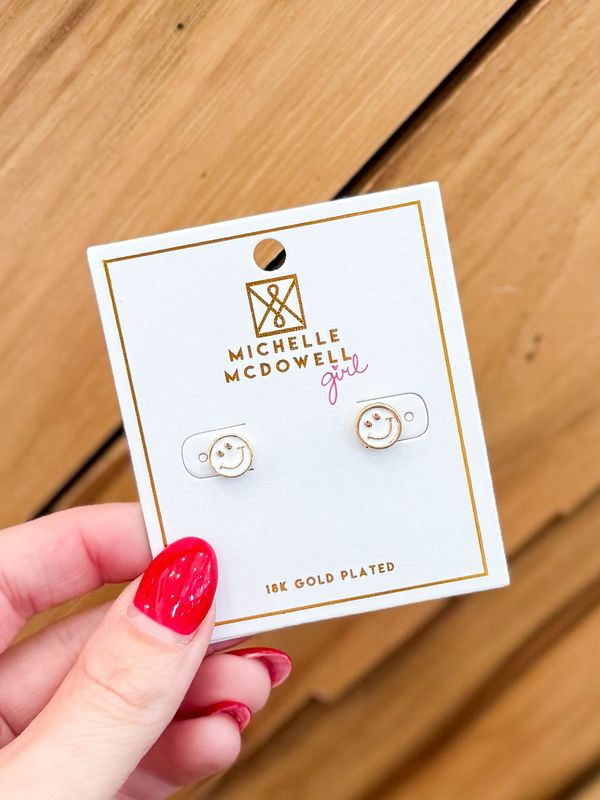 White Smiley Earrings