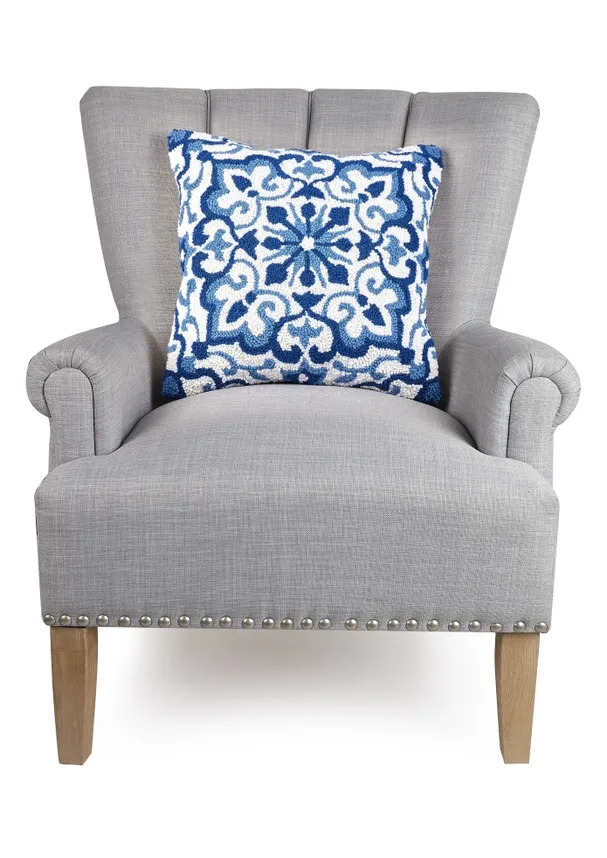 VG Blue Medallion Hook Pillow