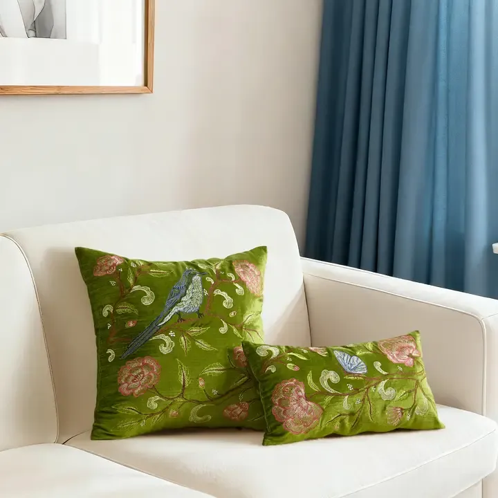 VG Oriental Bird Emb Pillow