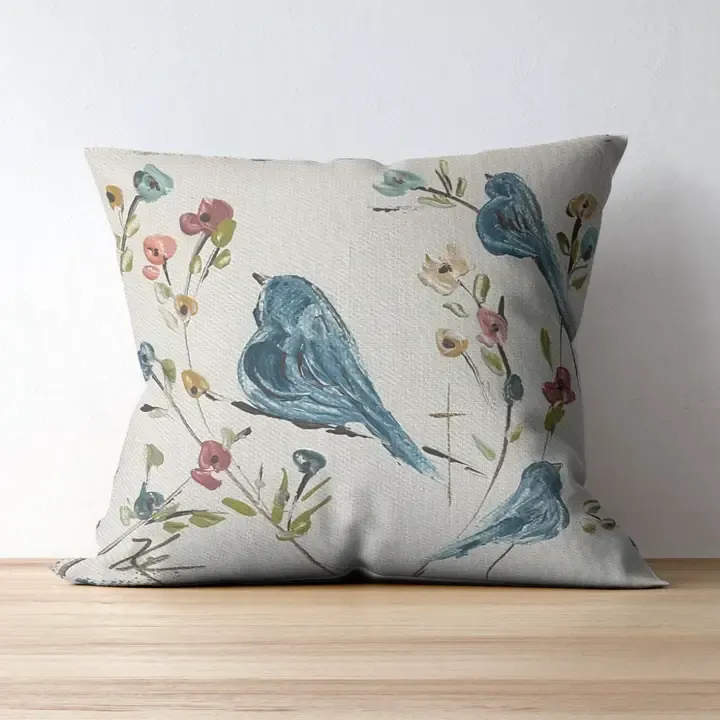 VG Navy Birds &amp; Flowers Pillow