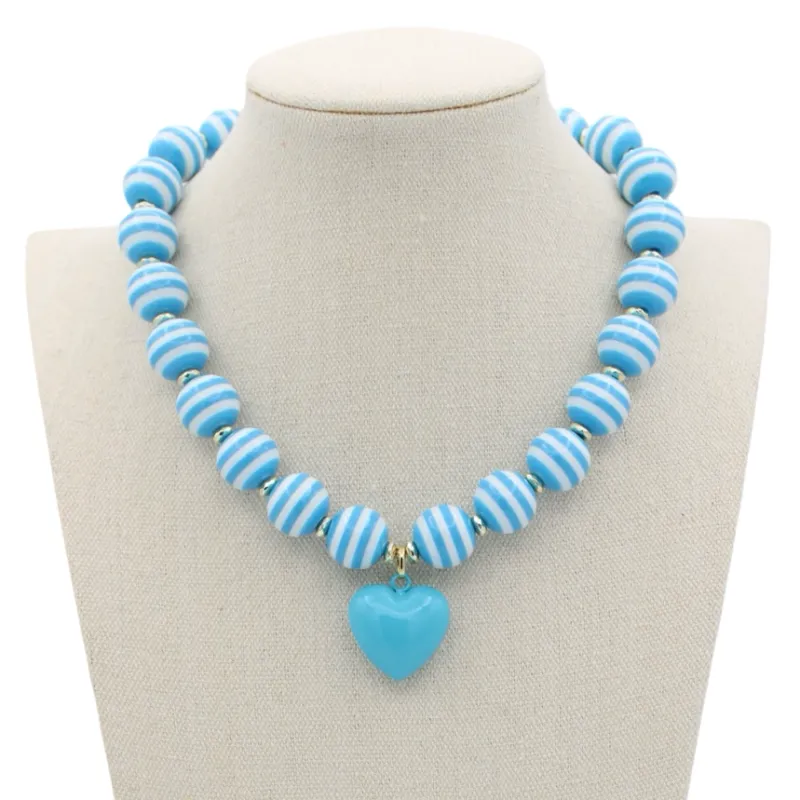 Cabana Stripe Necklace-Turquoise