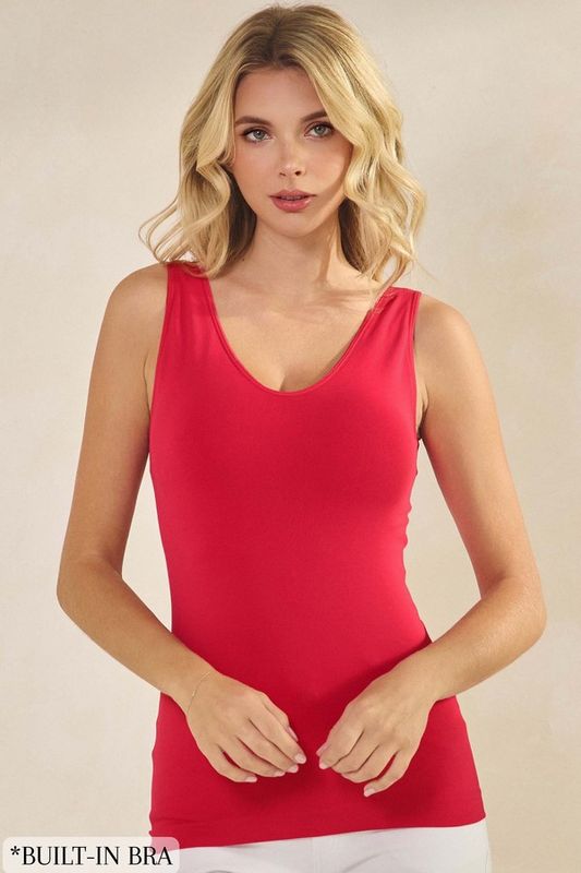 VG Reversible Neckline Seamless Tank-Red