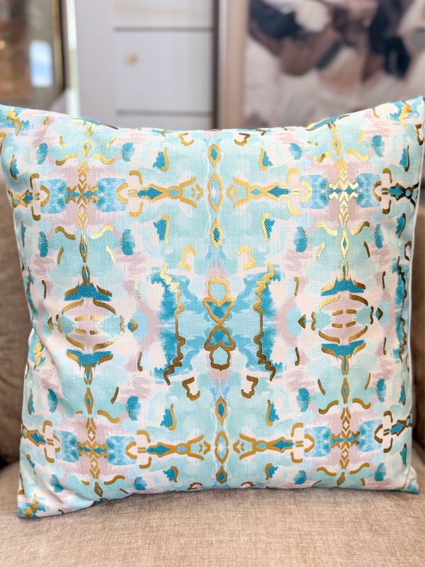 VG Gold Foil Teal Kaleidoscope Pillow