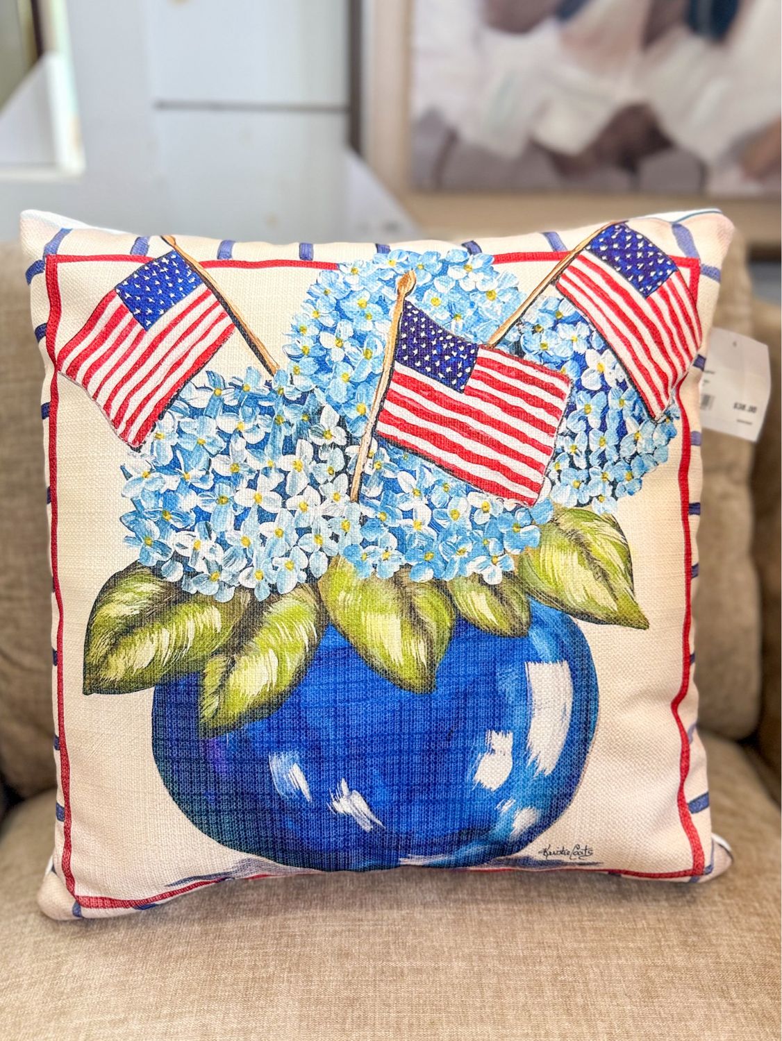 Christy's Americana Hydrangea Pillow