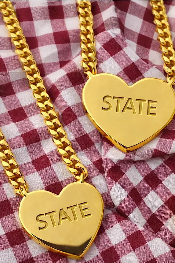 VG State Engraved Gold Heart Necklace