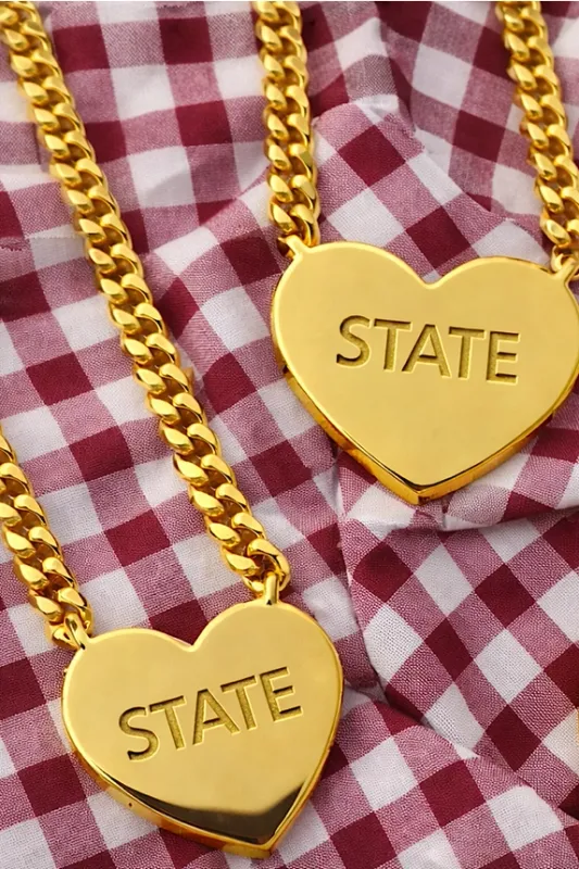 VG State Engraved Gold Heart Necklace