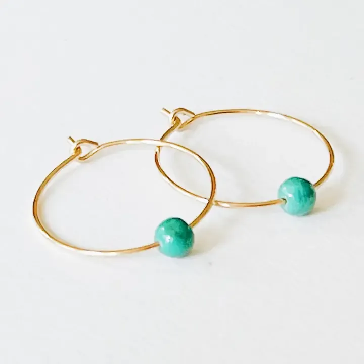 VG Small Gold Filled Hoop Turquoise Beads