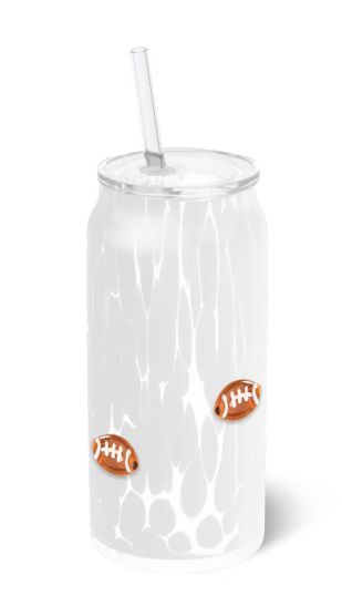 White Football Charm Glass 23oz
