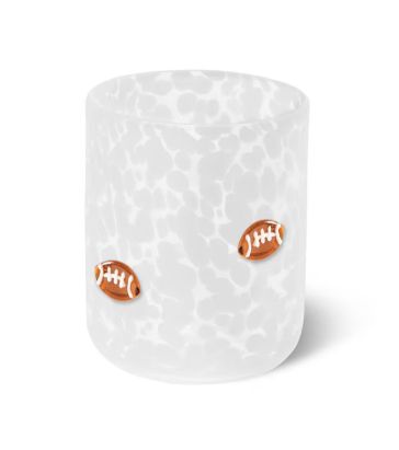 White Football Charm Glass 17oz
