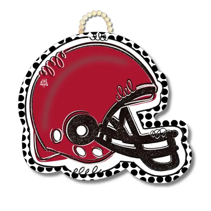 Crimson &amp; White FB Helmet Door Hanger