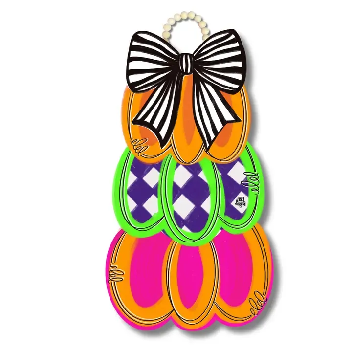 Neon Pumpkin Stack Door Hanger