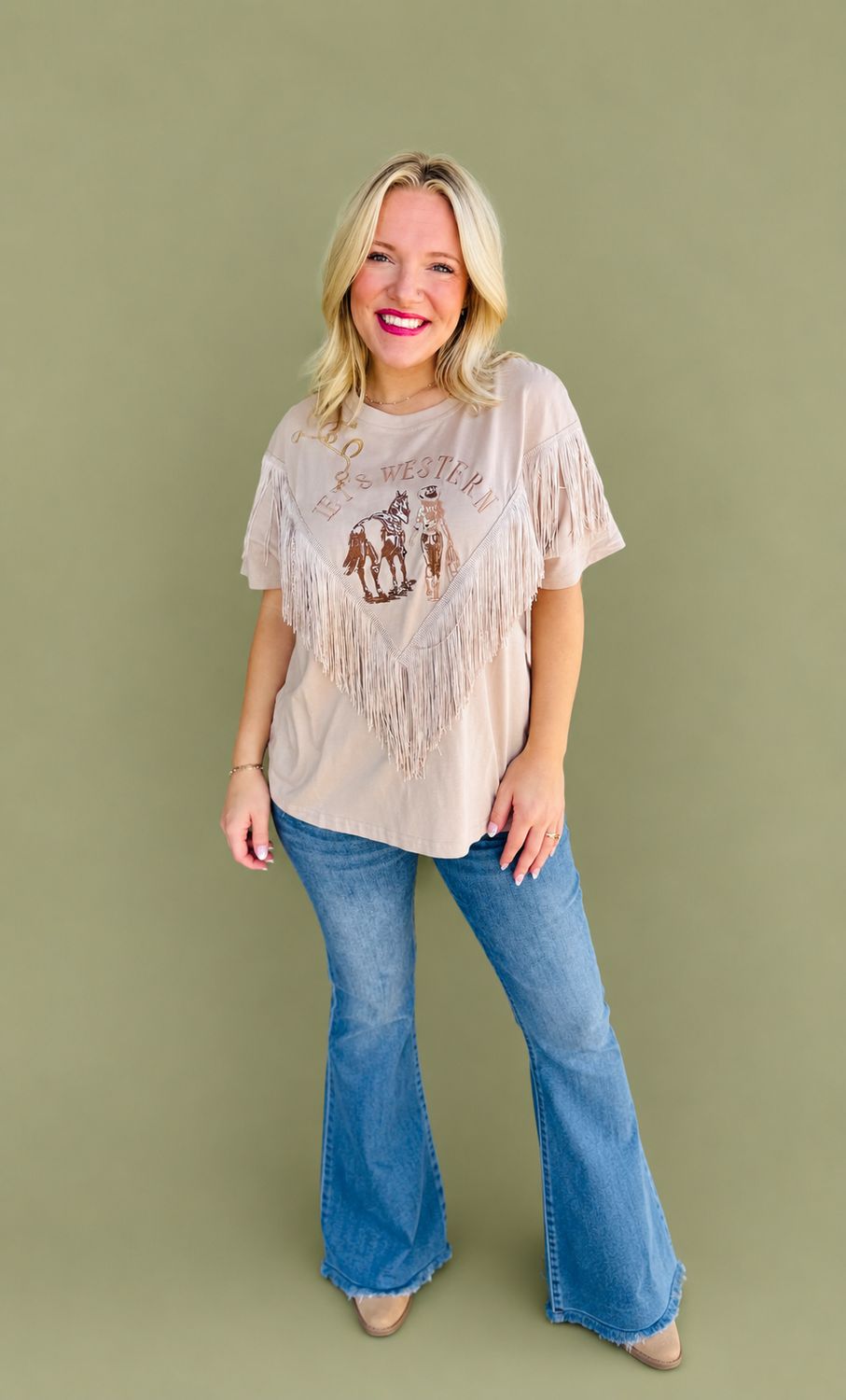 Western Fringe Dolman Top