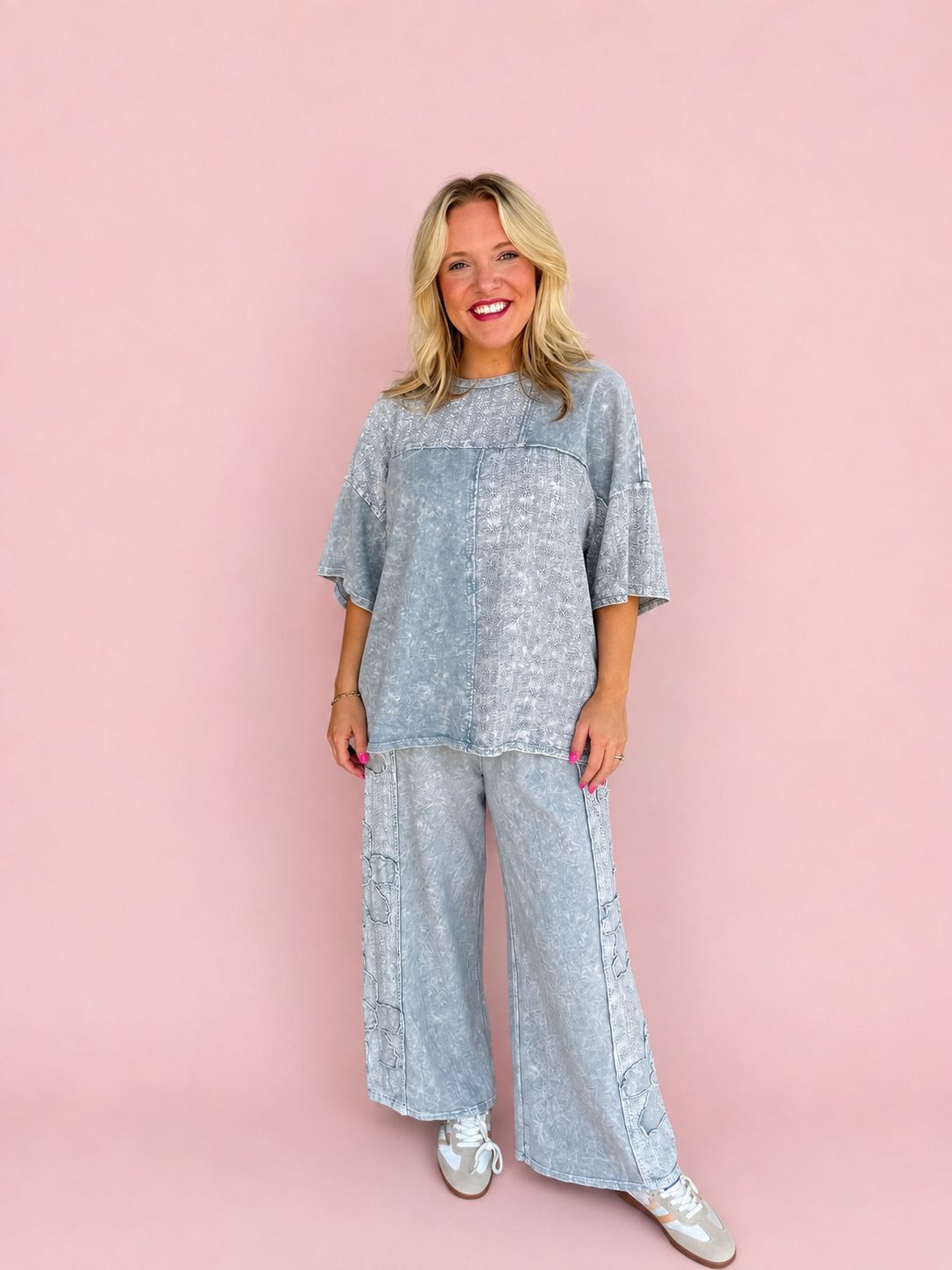 Silver Grey Eyelet Pant
