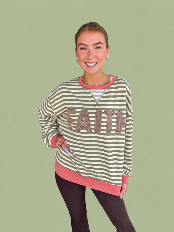 Faith Striped Sweatshirt