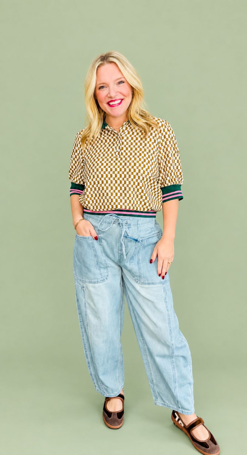 Denim Tie Front Wide Leg Pant