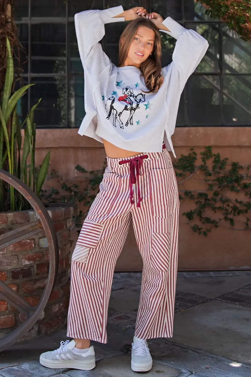 Velvet Vine Stripe Barrel Pant
