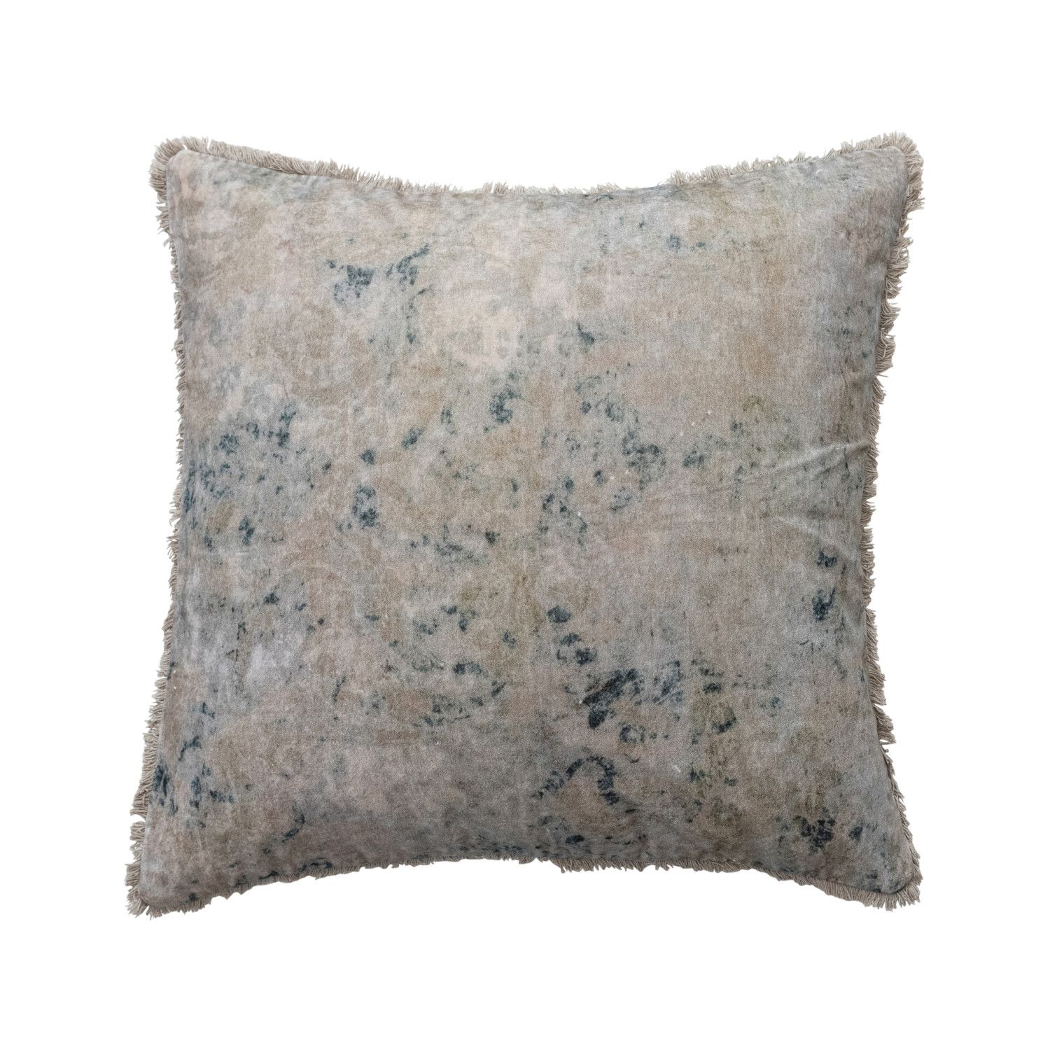 24" Sq Cotton Velvet Printed Pillow W Design