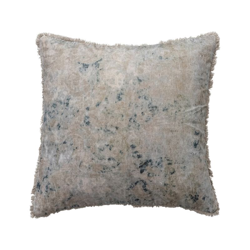 24" Sq Cotton Velvet Printed Pillow W Design
