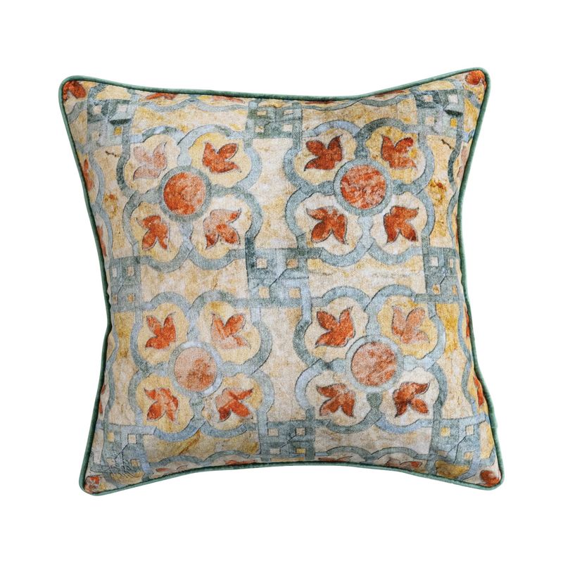 18" Sq Cotton Blend Velvet Printed Pillow