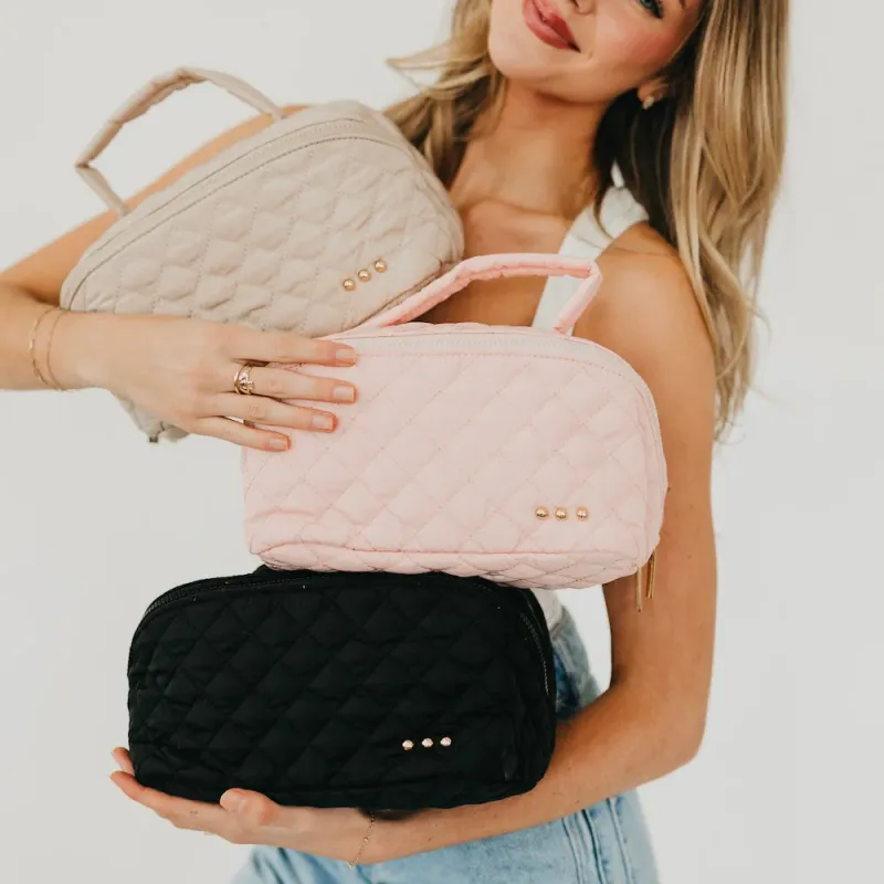 RM Black Martha Quilted Cosmetics Bag