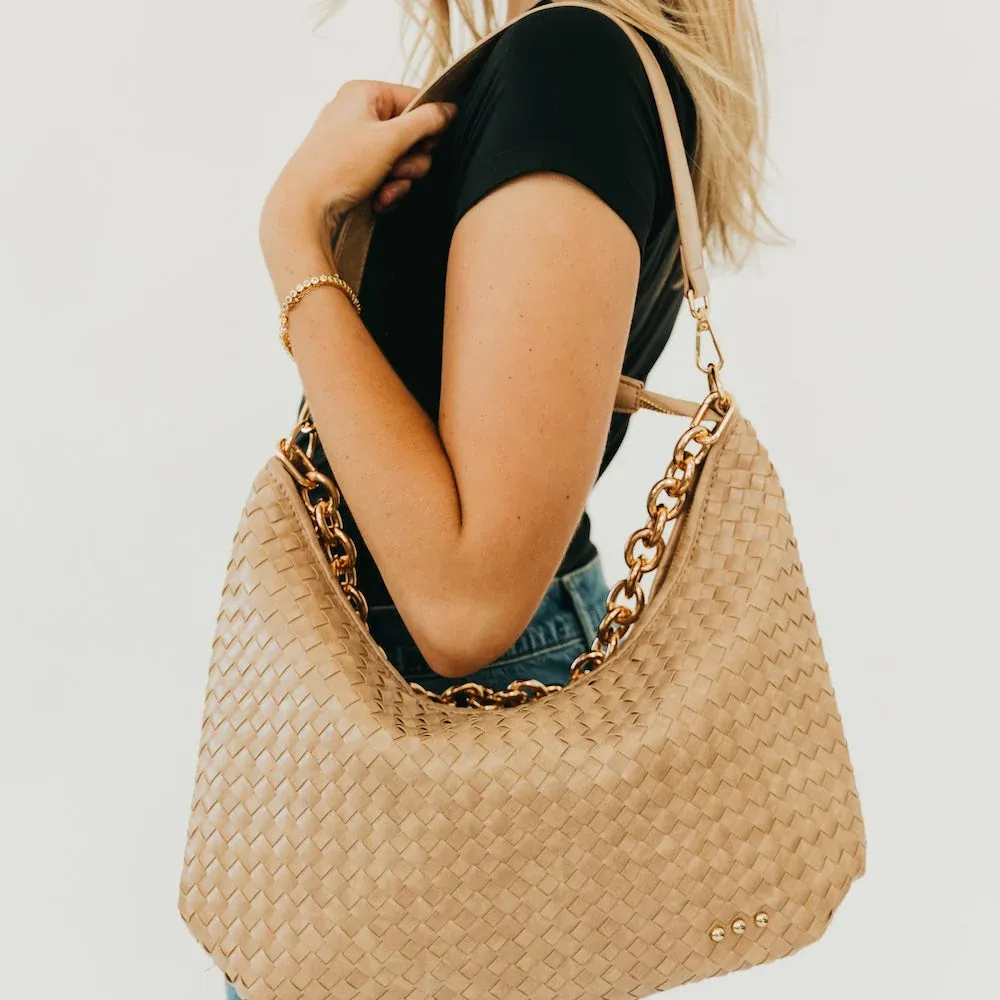 RM Taupe Sienna Slouchy Woven Bag