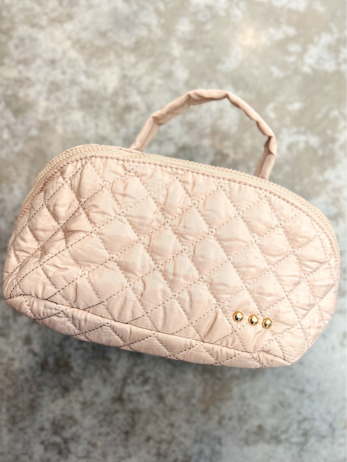 RM Cream Martha Quilted Cosmetic Bag