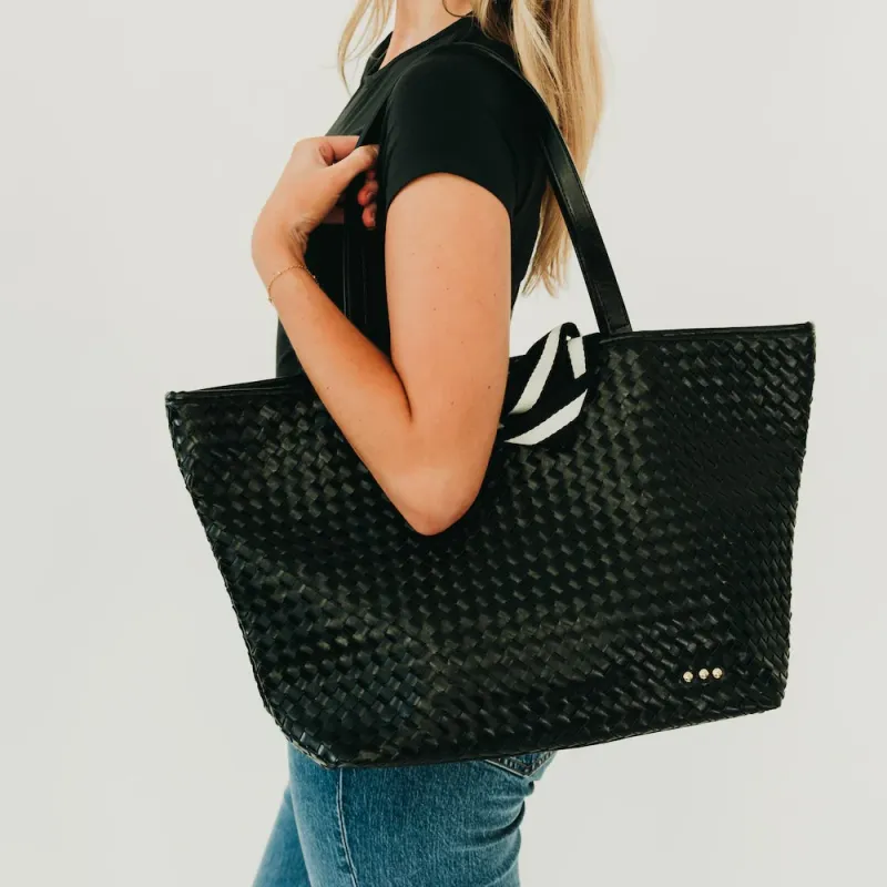 RM Black Woven Tiffany Organizer Tote Bag