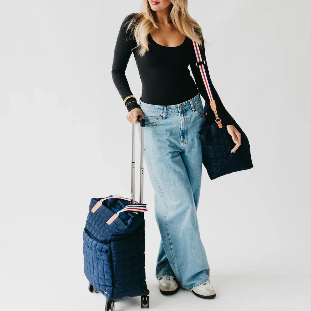 RM Navy Tenley Quilted Tote Roller Bag