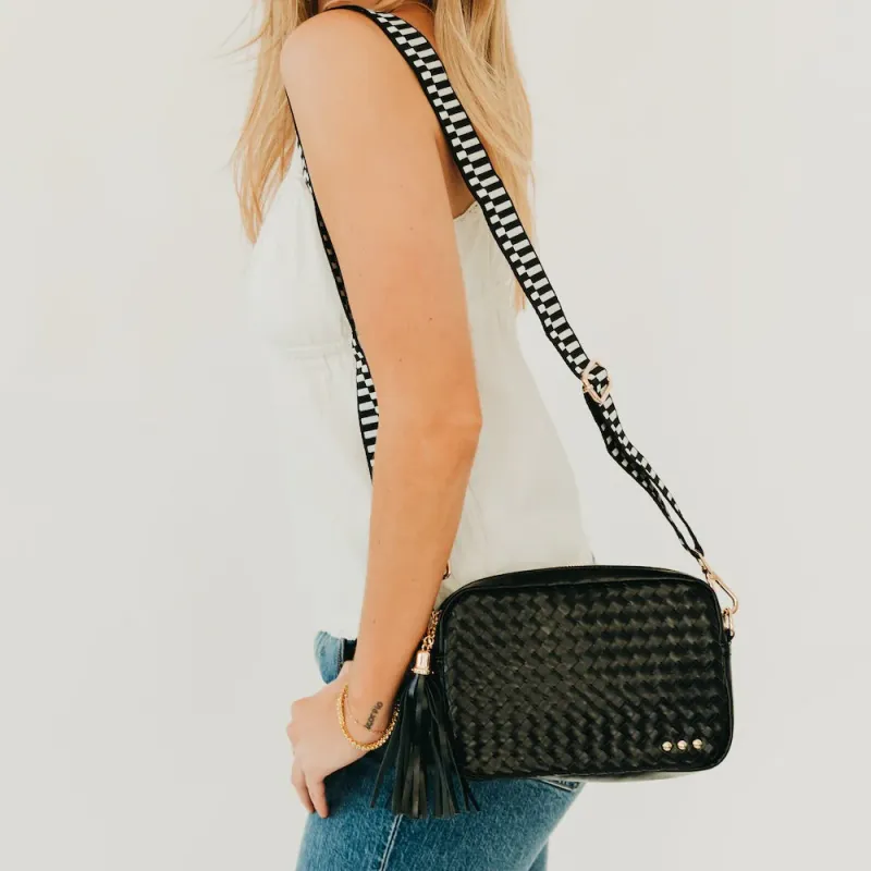 RM Black Woven Willow Camera Crossbody