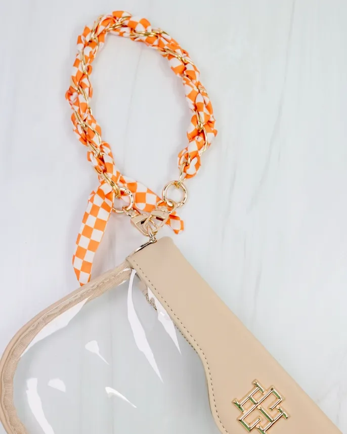 Serafina Scarf Purse Chain-Orange Check