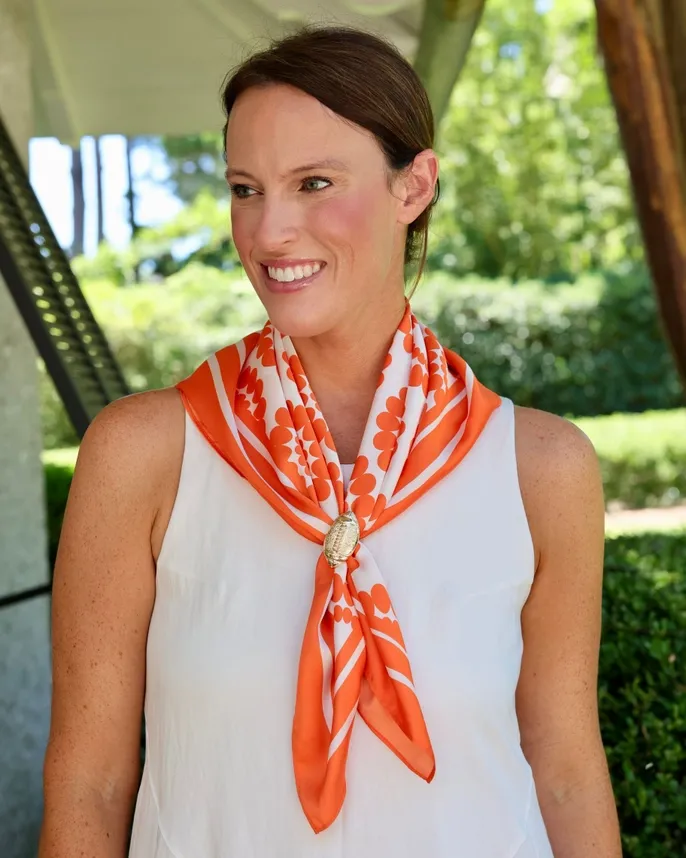 Lucy Floral Scarf Medium-Orange White