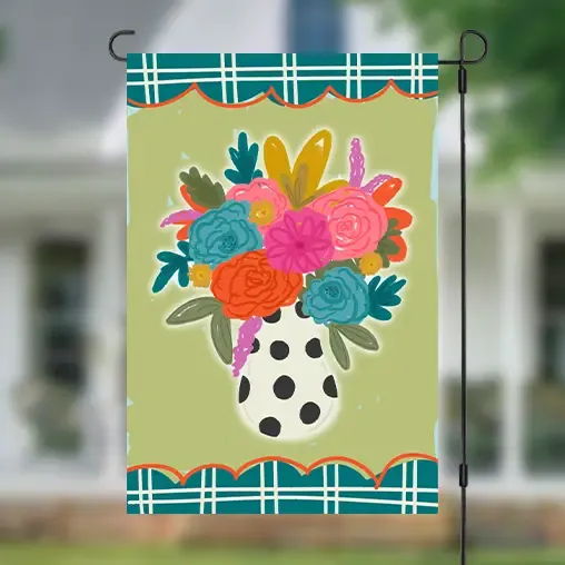 Polka Dot Vase Garden Flag